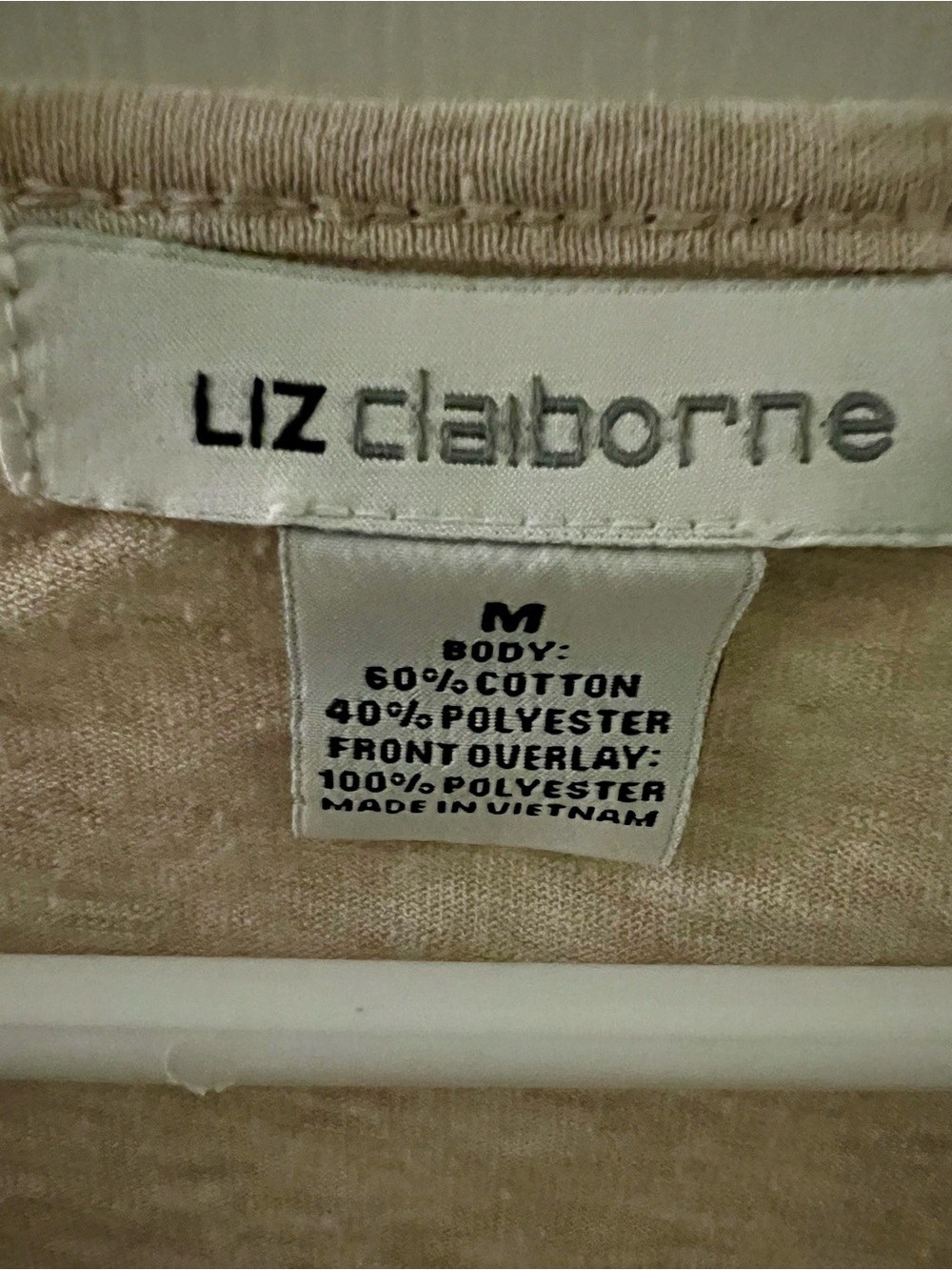 Liz Claiborne Cream Lace Look Front 3/4 Sleeve Top Size M - Picture 2 of 7